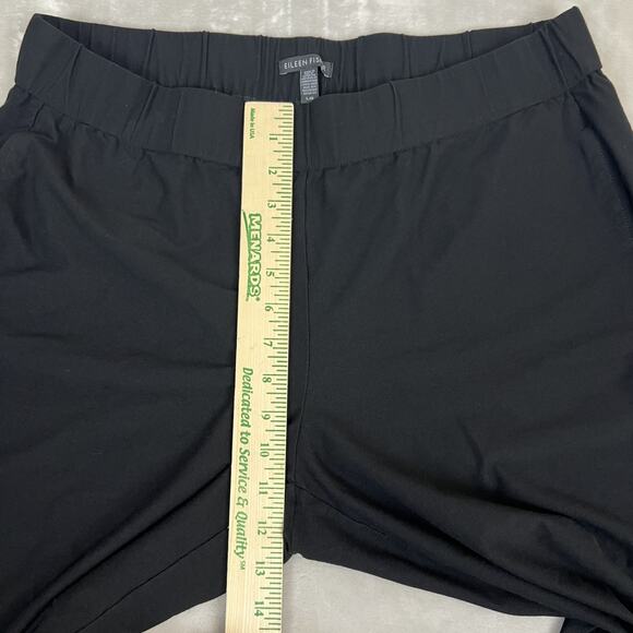 Eileen Fisher Pants Womens Large Black Crepe Crop Elastic Waist Minimal Preppy - Picture 5 of 11